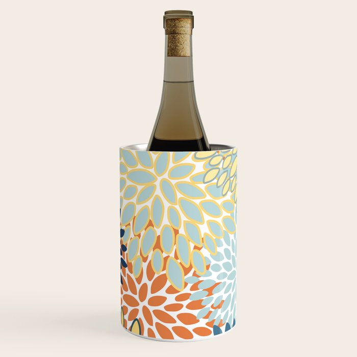 Modern, Floral Prints, Orange, Blue, Yellow Wine Chiller Gallery Image 3