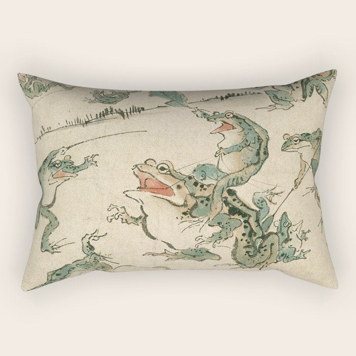 Battle of the Frogs Rectangular Pillow Gallery Image 2