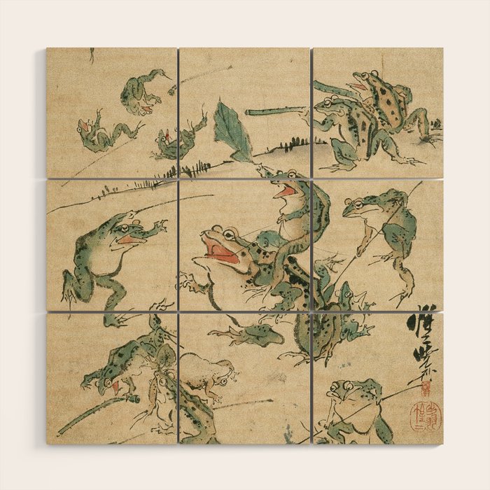 Battle of the Frogs Wood Wall Art Gallery Image 1