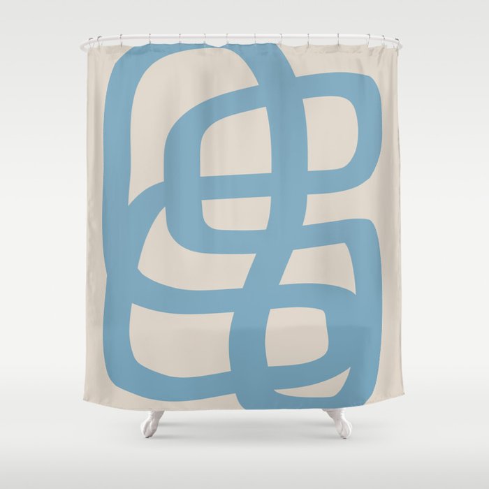 Abstract Scribble (Blue Beige) Shower Curtain Gallery Image 1
