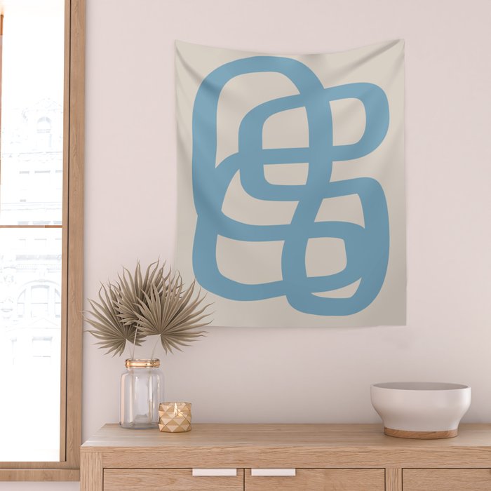 Abstract Scribble (Blue Beige) Wall Tapestry Gallery Image 2