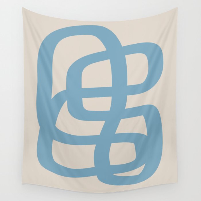 Abstract Scribble (Blue Beige) Wall Tapestry Gallery Image 1