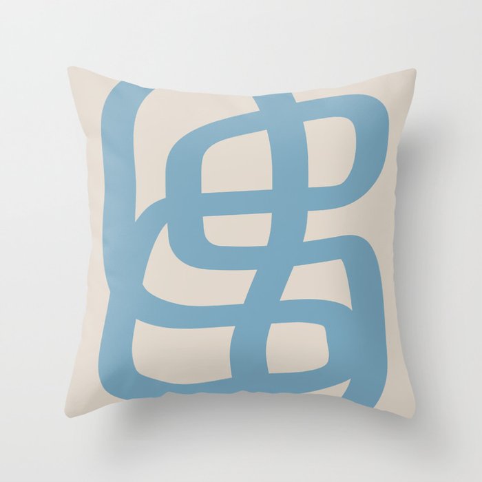 Abstract Scribble (Blue Beige) Throw Pillow Gallery Image 1