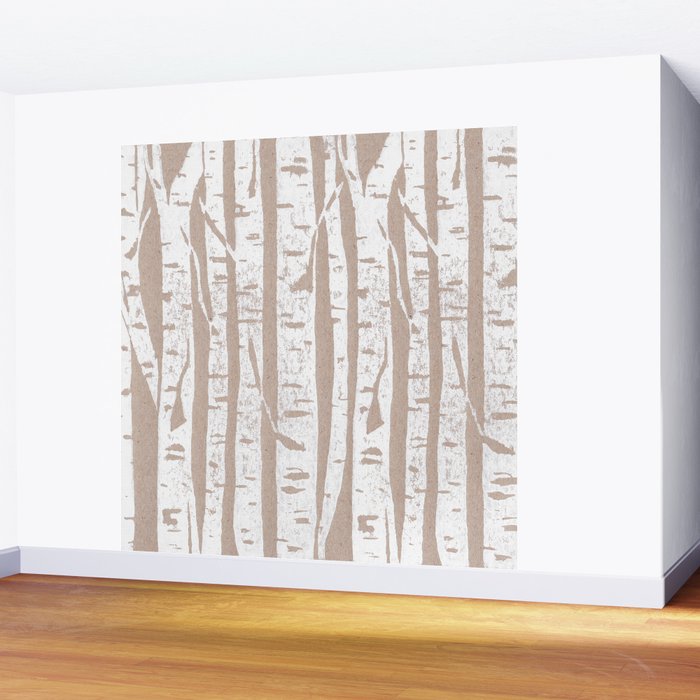 Woodcut Birches Wall Mural Gallery Image 2