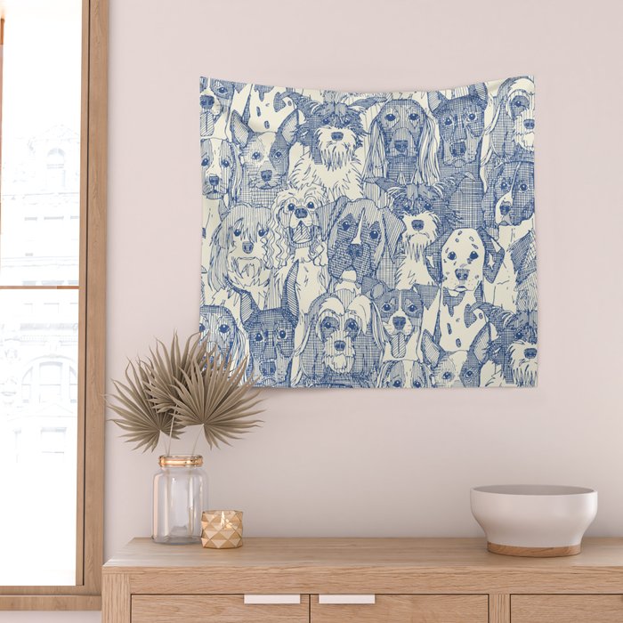 dogs aplenty classic blue pearl Wall Tapestry Gallery Image 2
