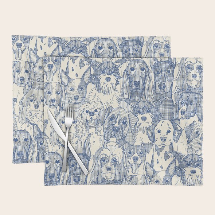dogs aplenty classic blue pearl Placemat Gallery Image 1