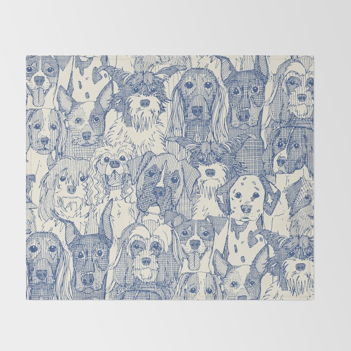 dogs aplenty classic blue pearl Throw Blanket Gallery Image 2