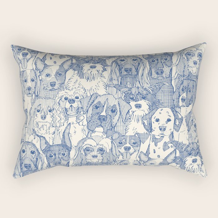 dogs aplenty classic blue pearl Rectangular Pillow Gallery Image 2