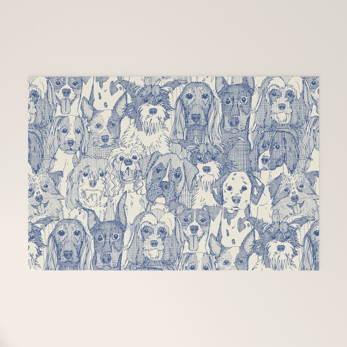 dogs aplenty classic blue pearl Welcome Mat Gallery Image 1