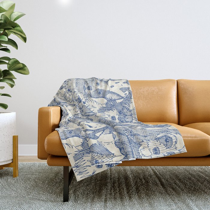 dogs aplenty classic blue pearl Throw Blanket Gallery Image 1