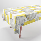 Striped Party Disco Ball Yellow Tablecloth Gallery Image 1