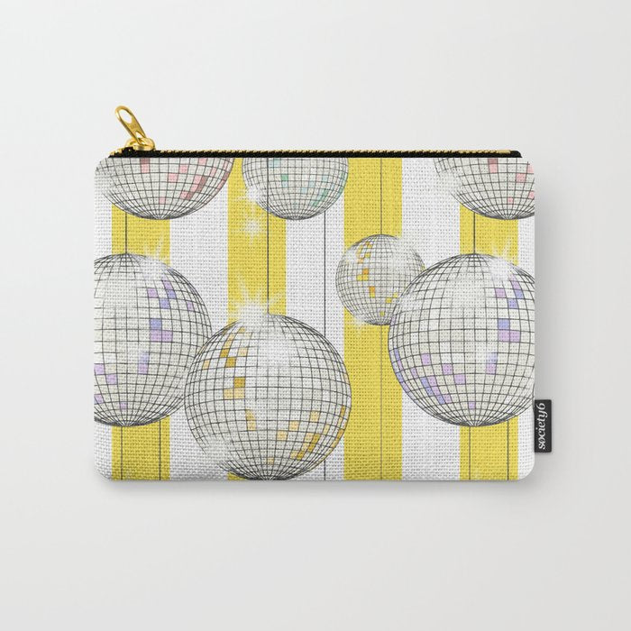 Striped Party Disco Ball Yellow Carry All Pouch Gallery Image 1
