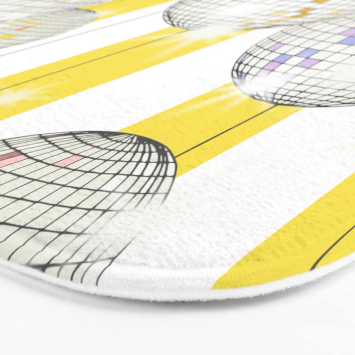 Striped Party Disco Ball Yellow Bath Mat Gallery Image 3
