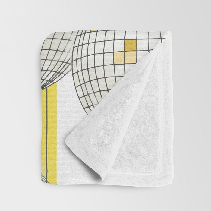 Striped Party Disco Ball Yellow Throw Blanket Gallery Image 3