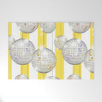 Striped Party Disco Ball Yellow Welcome Mat Gallery Image 1