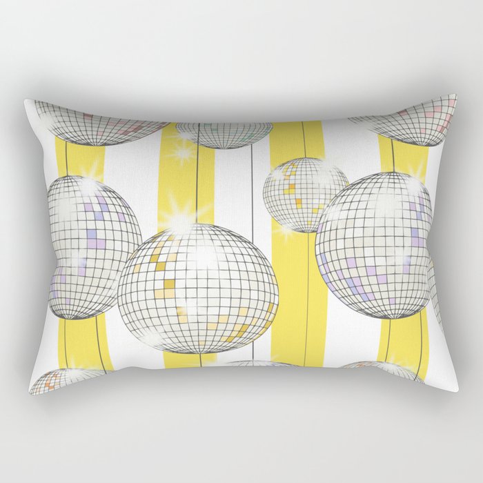 Striped Party Disco Ball Yellow Rectangular Pillow Gallery Image 2