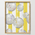 Striped Party Disco Ball Yellow Serving Tray Gallery Image 1