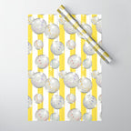 Striped Party Disco Ball Yellow Wrapping Paper Gallery Image 1