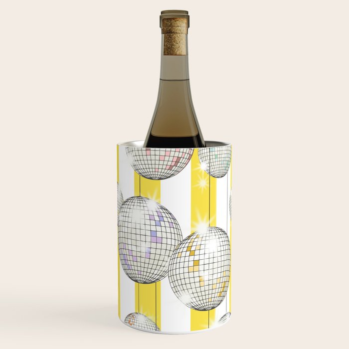 Striped Party Disco Ball Yellow Wine Chiller Gallery Image 3