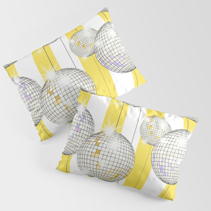 Striped Party Disco Ball Yellow Pillow Sham Gallery Image 3