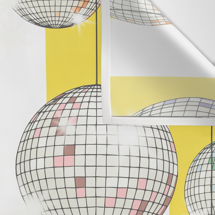 Striped Party Disco Ball Yellow Wall Tapestry Gallery Image 3