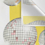 Striped Party Disco Ball Yellow Wall Tapestry Gallery Image 3