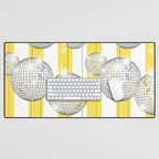 Striped Party Disco Ball Yellow Desk Mat Gallery Image 1
