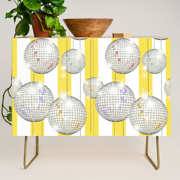 Striped Party Disco Ball Yellow Credenza Gallery Image 1