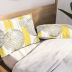 Striped Party Disco Ball Yellow Pillow Sham Gallery Image 2