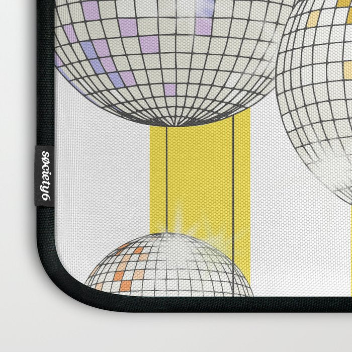 Striped Party Disco Ball Yellow Laptop Sleeve Gallery Image 3