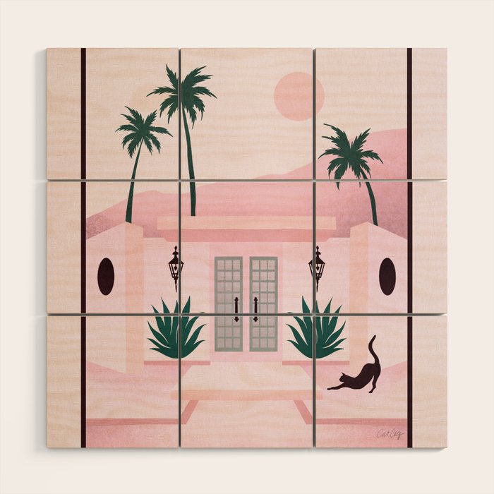 Palm Springs Home â Blush & Teal Wood Wall Art Gallery Image 1