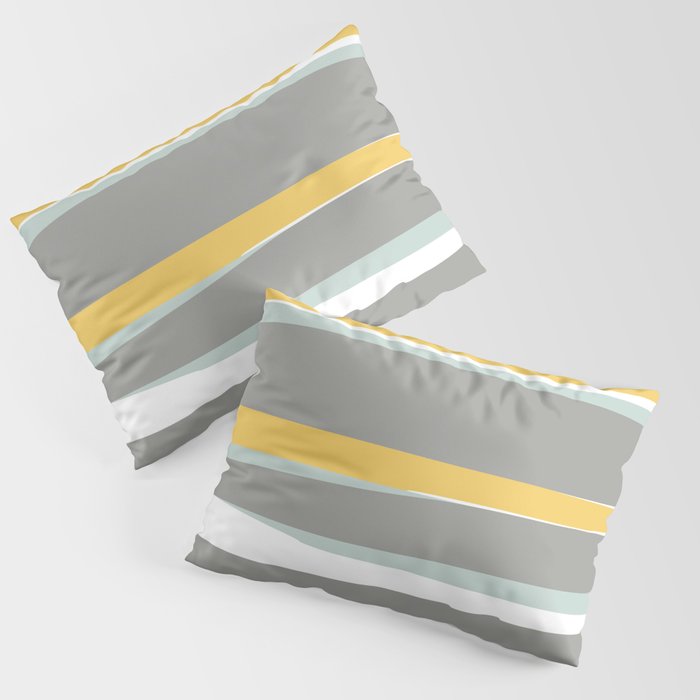 Stripe Abstract, Sun and Beach, Yellow, Pale, Aqua Blue and Gray Pillow Sham Gallery Image 3