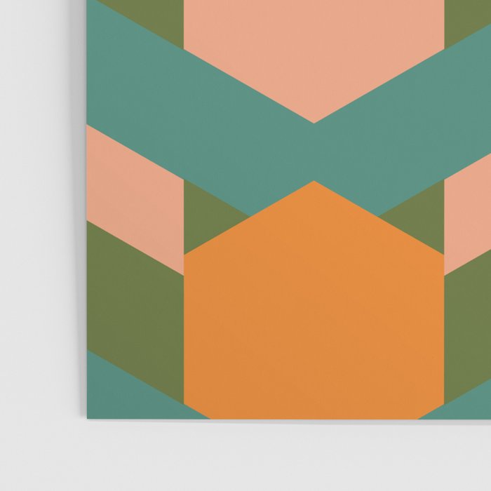 California Retro Deco Pattern in Peach Orange Green Teal Poster Gallery Image 3