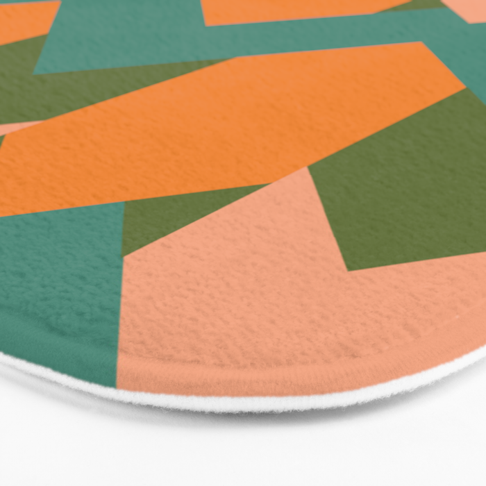 California Retro Deco Pattern in Peach Orange Green Teal Bath Mat Gallery Image 3