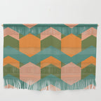 California Retro Deco Pattern in Peach Orange Green Teal Wall Hanging Gallery Image 1