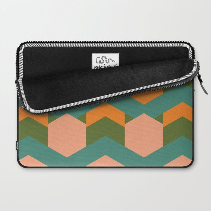 California Retro Deco Pattern in Peach Orange Green Teal Laptop Sleeve Gallery Image 2