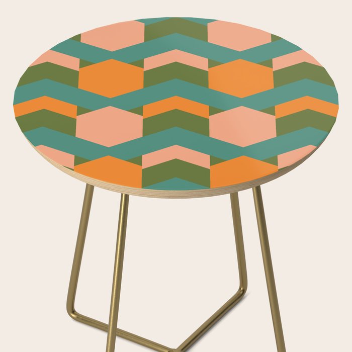 California Retro Deco Pattern in Peach Orange Green Teal Side Table Gallery Image 2
