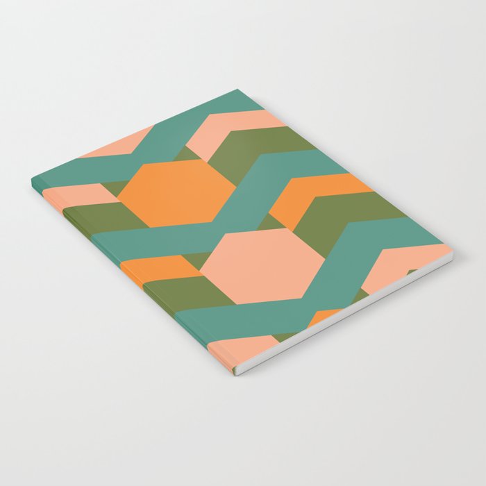 California Retro Deco Pattern in Peach Orange Green Teal Notebook Gallery Image 1