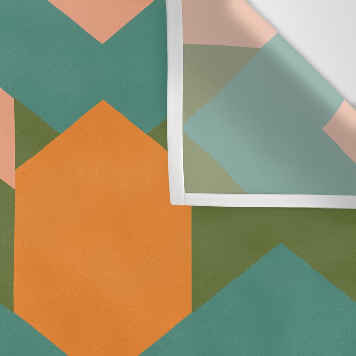California Retro Deco Pattern in Peach Orange Green Teal Wall Tapestry Gallery Image 3