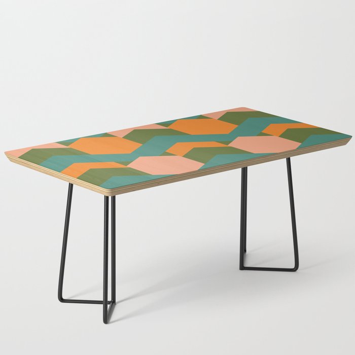 California Retro Deco Pattern in Peach Orange Green Teal Coffee Table Gallery Image 1