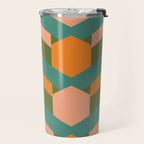 California Retro Deco Pattern in Peach Orange Green Teal Travel Mug Gallery Image 2