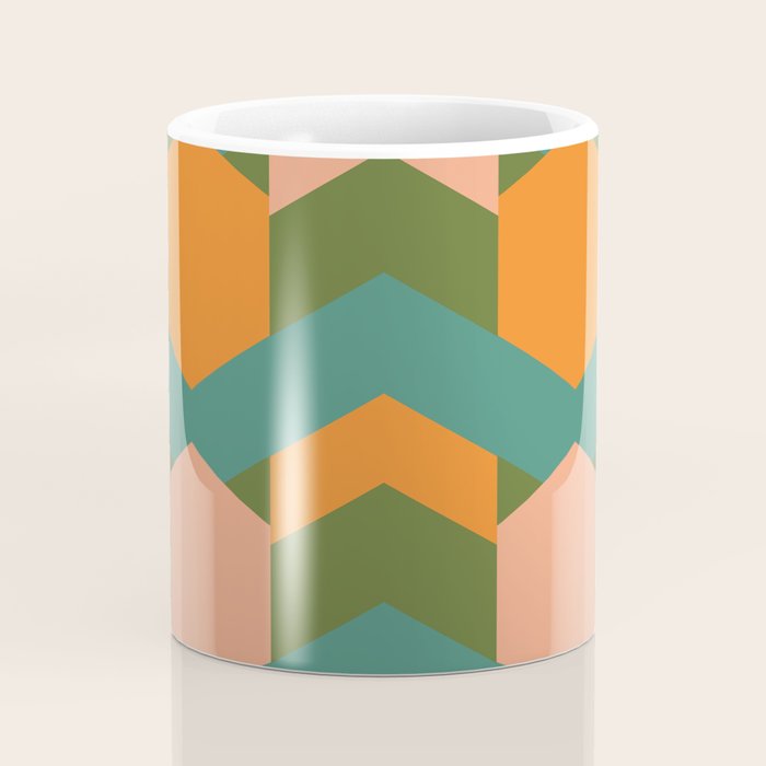California Retro Deco Pattern in Peach Orange Green Teal Coffee Mug Gallery Image 4