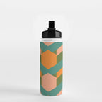 California Retro Deco Pattern in Peach Orange Green Teal Water Bottle Gallery Image 2