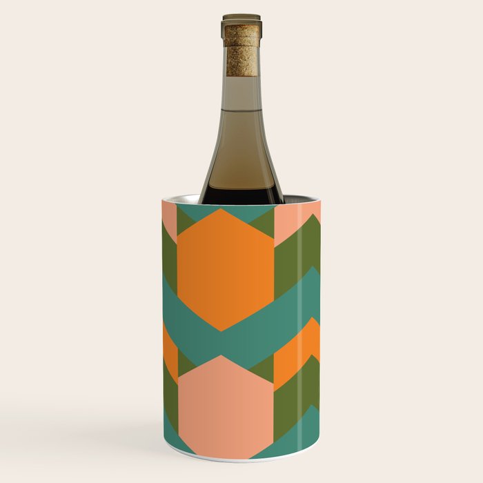 California Retro Deco Pattern in Peach Orange Green Teal Wine Chiller Gallery Image 3