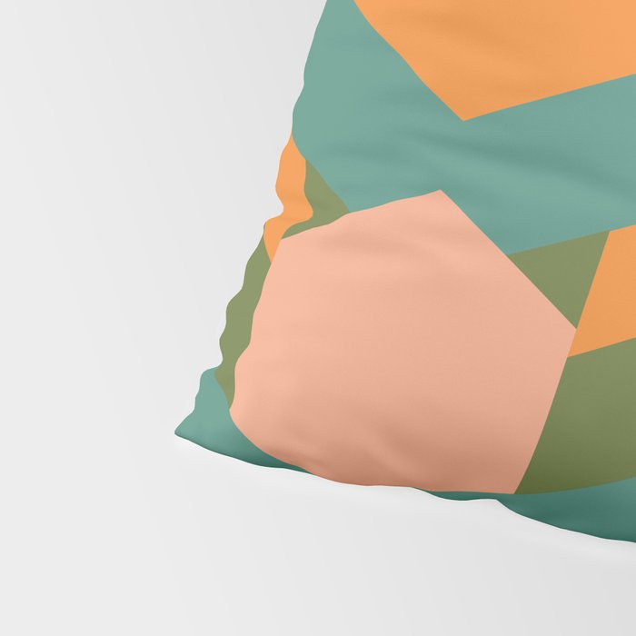 California Retro Deco Pattern in Peach Orange Green Teal Pillow Sham Gallery Image 4