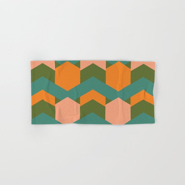 California Retro Deco Pattern in Peach Orange Green Teal Bath Towel Gallery Image 1