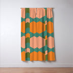 California Retro Deco Pattern in Peach Orange Green Teal Window Curtain Gallery Image 3