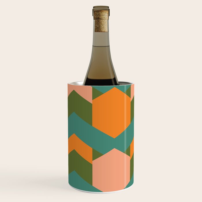 California Retro Deco Pattern in Peach Orange Green Teal Wine Chiller Gallery Image 2