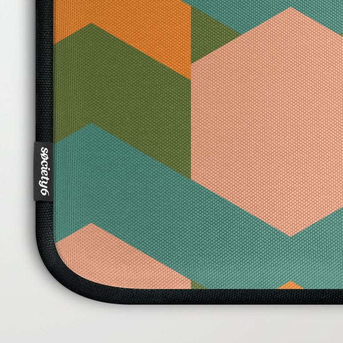 California Retro Deco Pattern in Peach Orange Green Teal Laptop Sleeve Gallery Image 3
