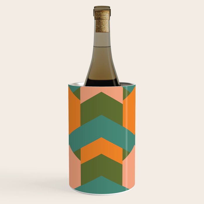 California Retro Deco Pattern in Peach Orange Green Teal Wine Chiller Gallery Image 1